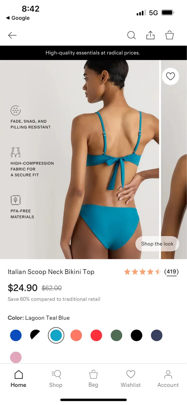 New Quince Italian Scoop Neck Bikini Top Size Small - Image 5