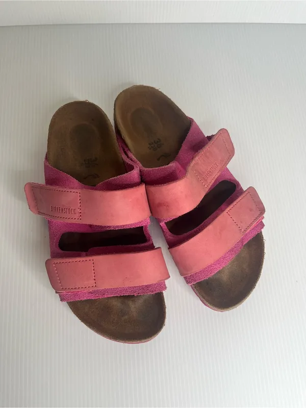 Birkenstock Uji Nubuck Suede Fuschia Tulip Womens Size 36 Slide Sandals Pink - Image 5