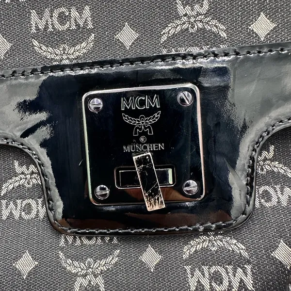 MCM Monogram Black and Gray Shoulder Bag - Image 9