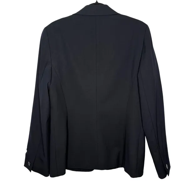 Lafayette 148 Size 12 Classic Navy Blue Wool Blazer Jacket 2 Button $1,298 - Image 3
