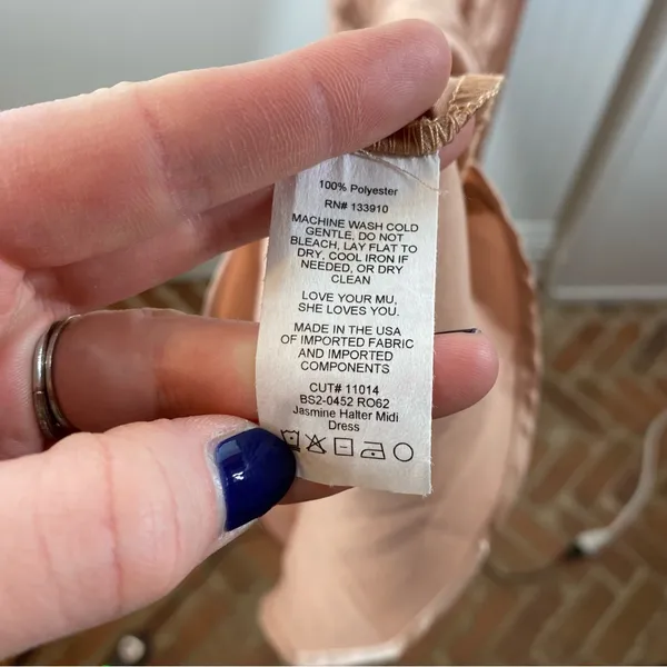 Show Me Your Mumu Jasmine‎ Halter Midi Dress rose gold luxe satin size xs formal - Image 3