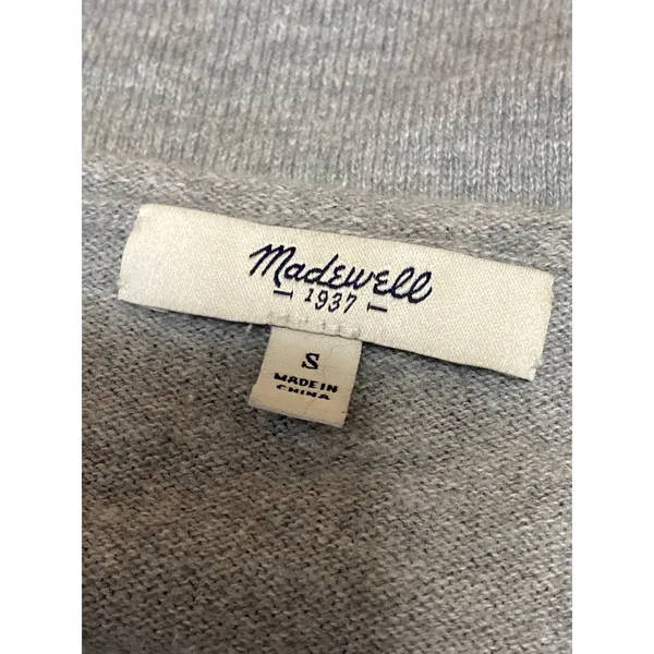 Madewell Women's Gray Wool Knit V-neck Long Sleeve Sweatshirt Sweater Top Size S - Image 3
