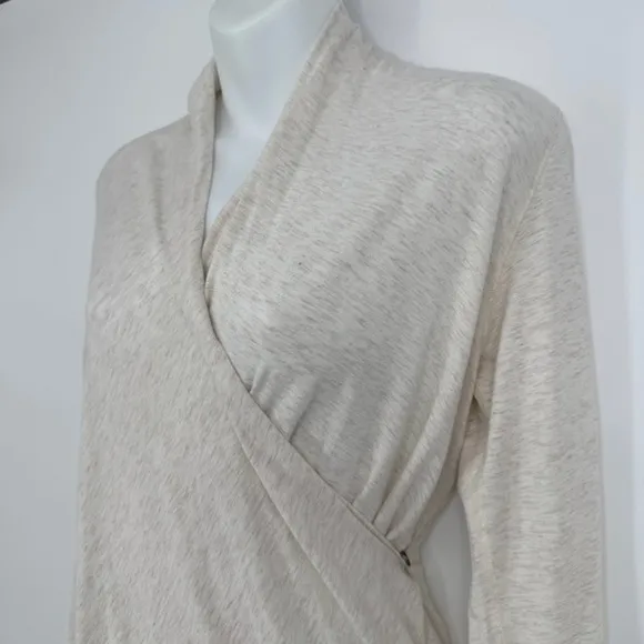 Lululemon Radiant Long Sleeve‎ Wrap Top Size 2 Heathered Beige Thumbholes Active - Image 6