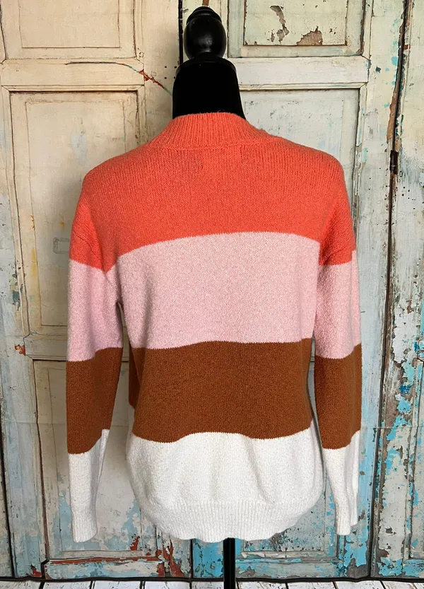 Women Crew Neck Striped Pullover Neapolitan Sweater Super Soft Medium - Image 2