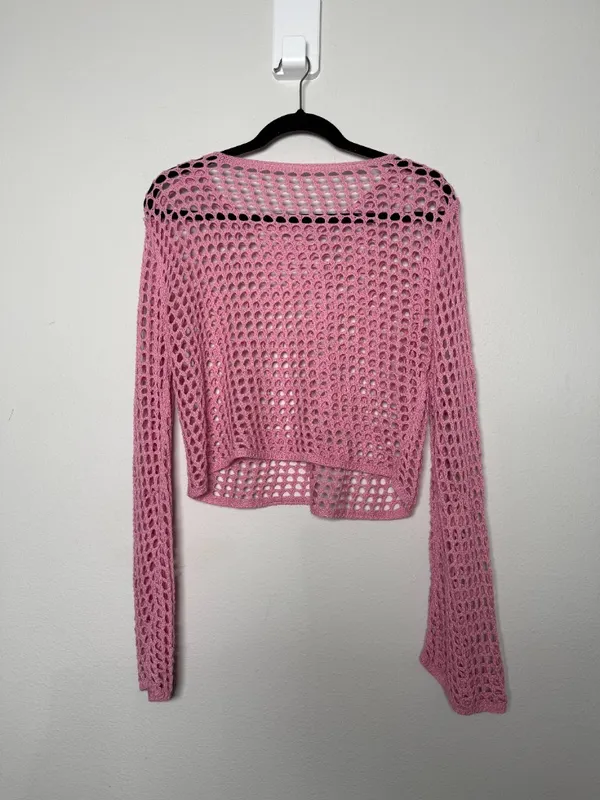 PINK See-Through Knit  Top - Image 3