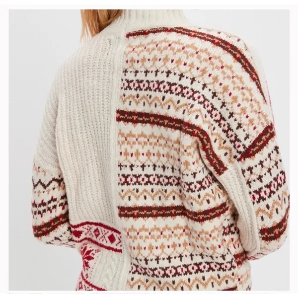 American Eagle Sweater Womens Large White Nordic Fair Isle Knit Pullover - Image 3