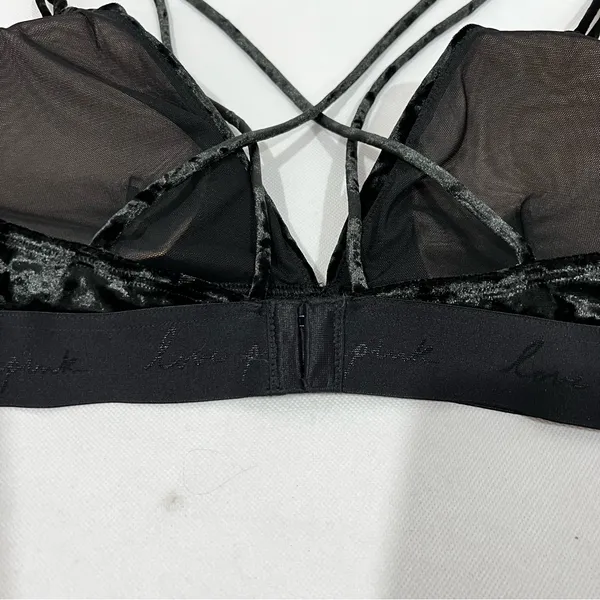 Pink Victoria's Secret Velvet Bralette Bra Size XXL Strappy Back - Image 6