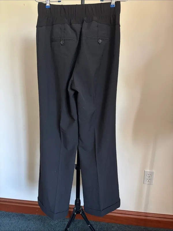 duo Maternity Black Wide-Leg Pull-On Maternity Pants - Image 3