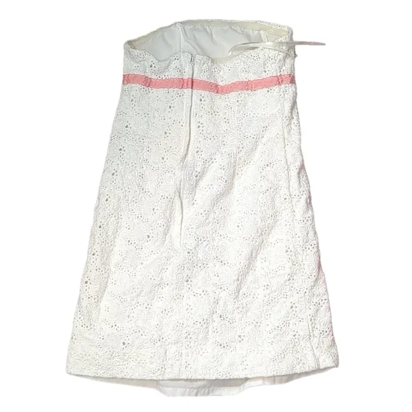 LILLY Pulitzer Vintage White Strapless Dress Size 2 - Image 6