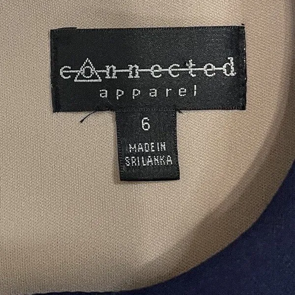 Navy Sheath Dress Women Sz 6 Connected Apparel Bell Sleeve Cocktail Work Midi - Image 3