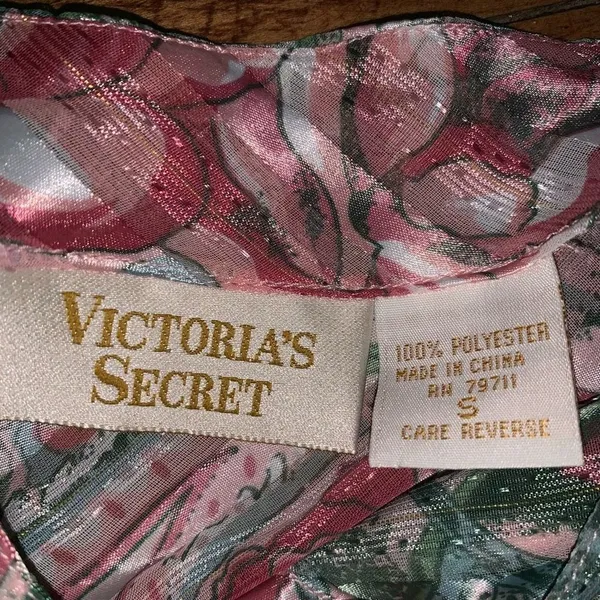 Victoria’s Secret gold label rose print vintage semi sheer S corset top - Image 2