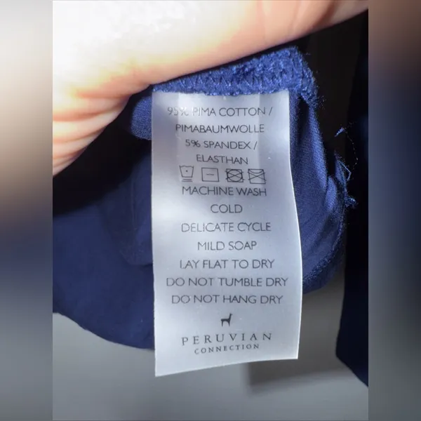 peruvian connection Xs‎ Blue Long Sleeve Round Neck Top - Image 4