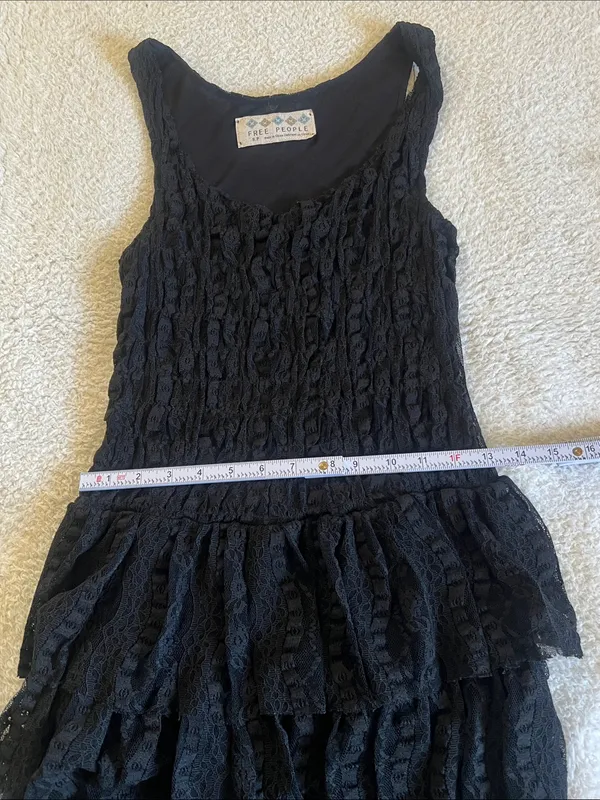 Free People Black Lace Tiered Dress Romantic Goth‎ Whimsigoth S - Image 5
