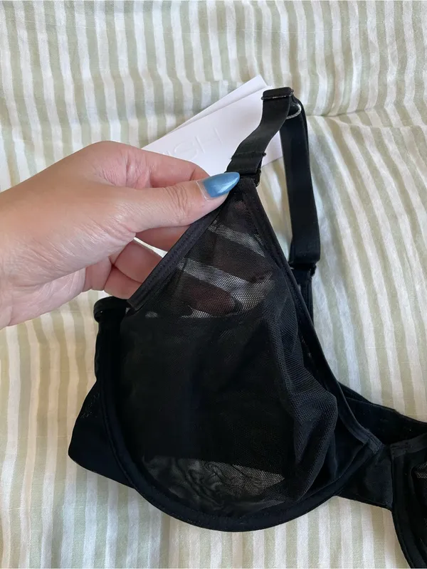 New HSIA Seraphina Unlined Underwire Sheer Mesh Bra Size 36C Black Balconette - Image 7