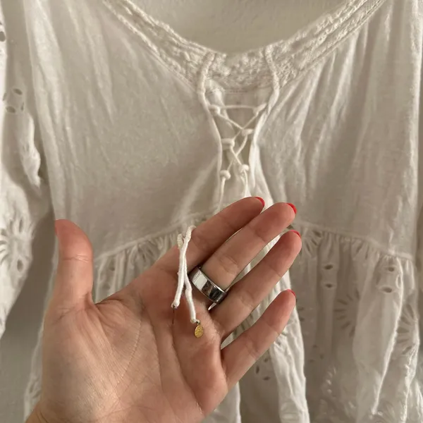 Free People Sweeter Side V-Neck Eyelet Blouse White Size XS - Image 8