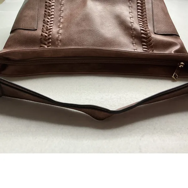 Alyssa Vegan Leather Satchel Shoulder Bag Mauve - Image 8