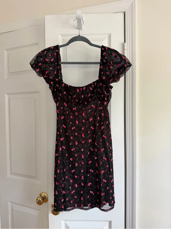 Free People Sugar and Spice Floral Mesh Mini Dress XS - Image 9