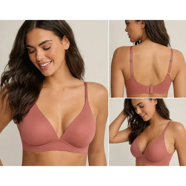 Soma Enbliss Luxe Plunge Bralette Wireless Comfort Bra in Mauve, L - Image 2