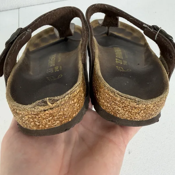 Birkenstock Gizeh 37 US 6 Sandals Metallic Bronze‎ Birko-Flor Thong Women's - Image 12