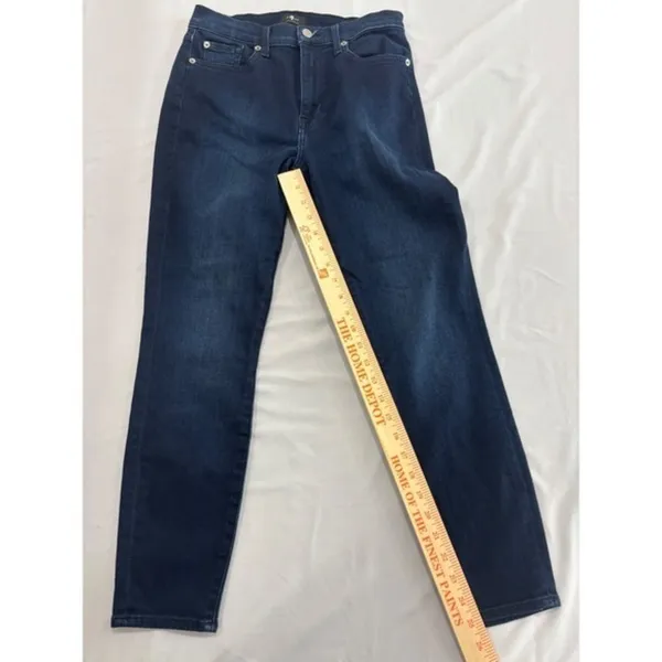 7 For All Mankind Womens High Rise Skinny Jeans Dark Indigo‎ Blue Size 28 - Image 10