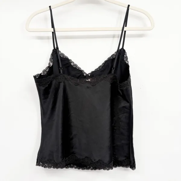 Victorias Secret Womens Y2K Whimsigoth Black Lace Trim Satin Coquette Cami Top S - Image 6