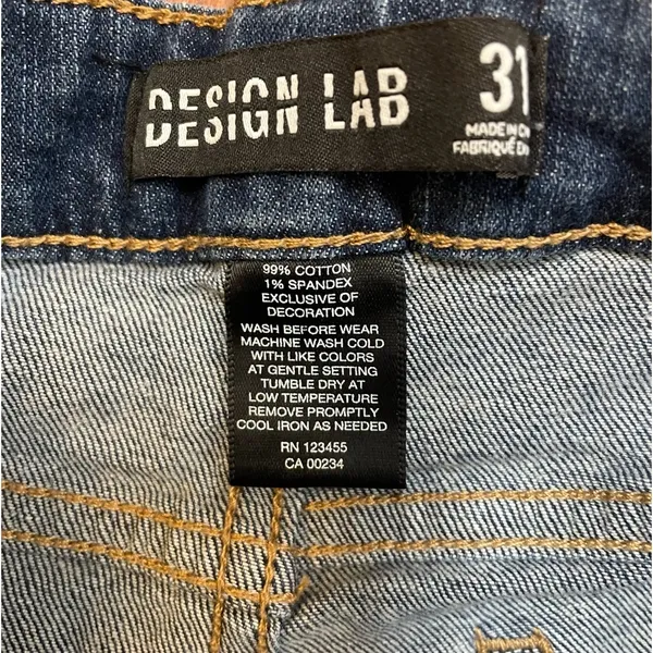 Design Lab Distressed Denim Shorts Cuffed Dark Wash EUC Size 31 - Image 5