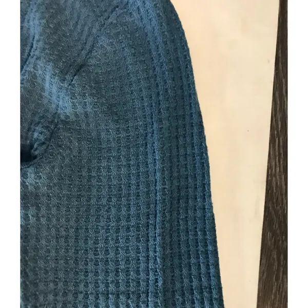 Aeropostale Waffle Knit Thermal Long Sleeve Tee L Turquoise Cabincore Classic - Image 9