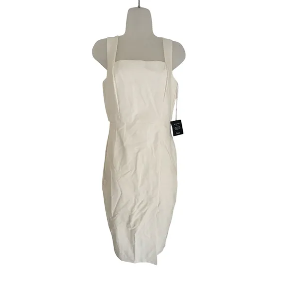 Lulu's Baby You’re The One White Sleeveless Bodycon Midi Dress Lined Bridal - Image 3