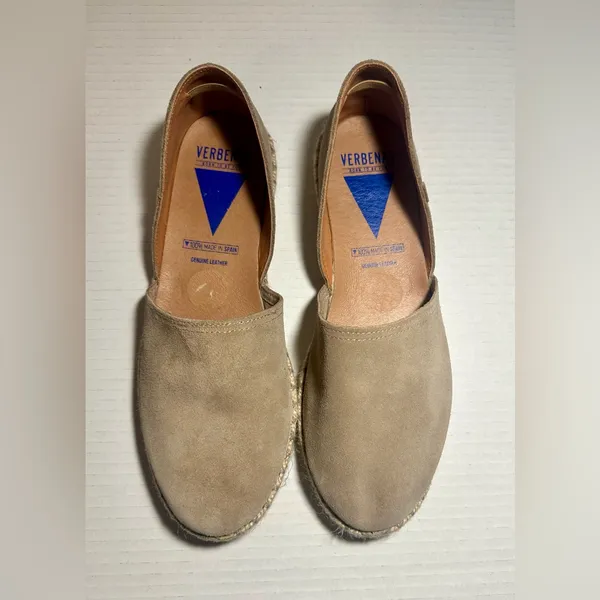 Verbenas Carmen‎ Espadrilles Tan Leather Suede Flat Slip On Womens 41 US 10/10.5 - Image 2