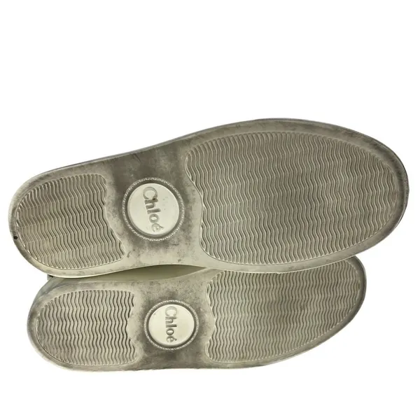 Chloé‎ Lauren Leather Suede Platform Sneakers White Beige 37 - Image 16
