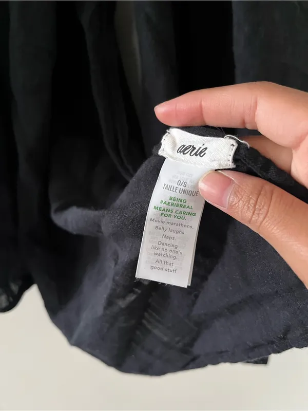 Aerie Black 100% Cotton Oversized Scarf Wrap Crinkle Gauze Lightweight Capsule - Image 4