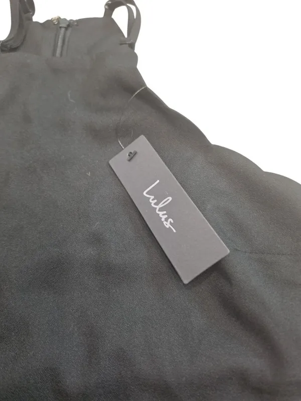 Lulus NWT black Halter Mini Dress scalloped top XXS Adjustable Straps. - Image 6