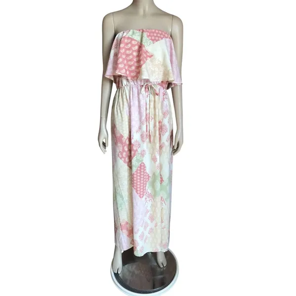 Ces Femme White, Pink and Green Patterned Maxi Dress - Image 2