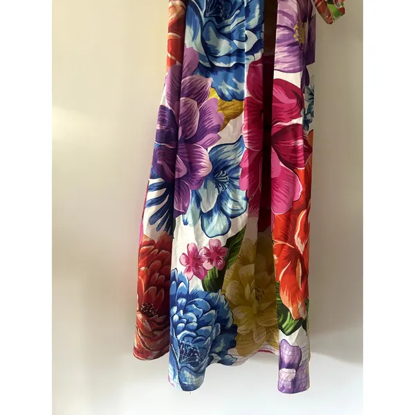 Farm Rio Rainbow Chita Off Should Puff Sleeve Colorful Maxi Dress Size M - Image 6