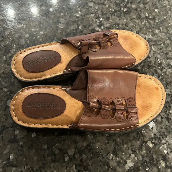 Minnetonka Leather Slide Sandals - Image 4