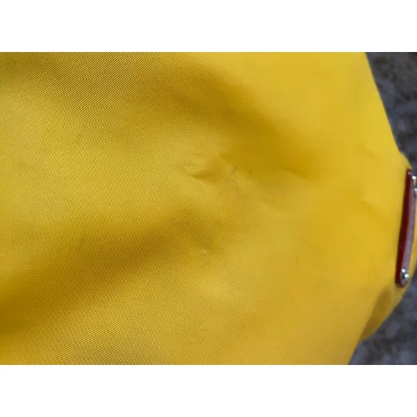 Kate Spade Yellow Nylon Shoulder Purse Hand Bag Brown Leather Trim Zip Top - Image 3