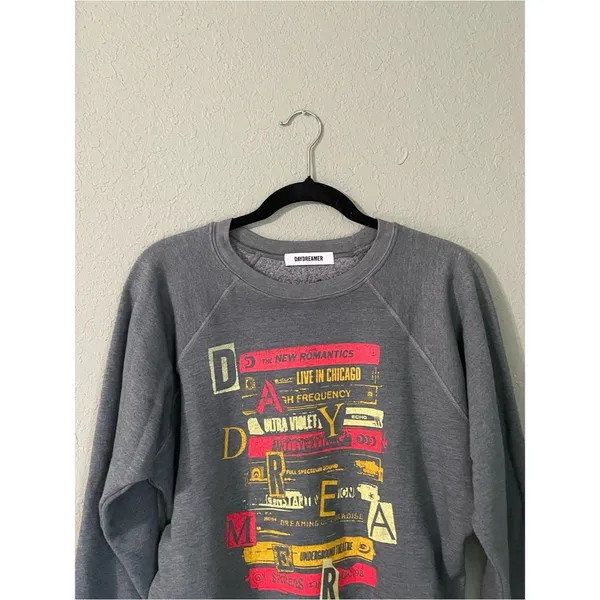 Daydreamer Music Head Shrunken Raglan Sweatshirt Size XS Green Gray - Image 4