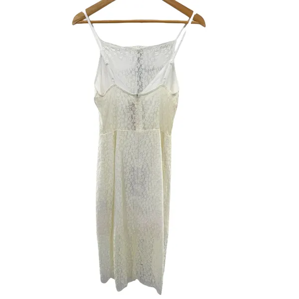 Keepsake The Label Daydream Lace Dress‎ Ivory Sheer Midi Slip Lined Size S NWT - Image 4