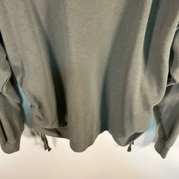 Aerie Womens Oversized Ruched Side Tie Hoodie Olive‎ Green French Terry XL - Image 3