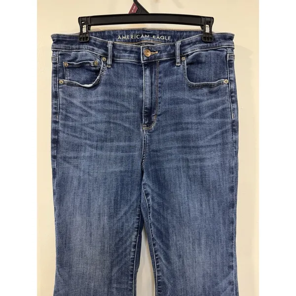 American Eagle Hi Rise Stretch Bootcut Flare Jeans Women's 14x29 Blue Dark Boho - Image 2