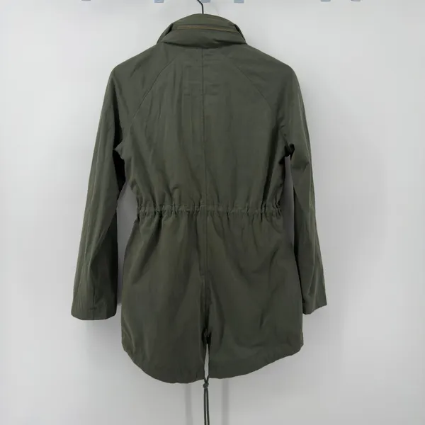 A‎ New Day Anorak Full Zip Utility Jacket Army Green Women S Hidden Hood Pockets - Image 4