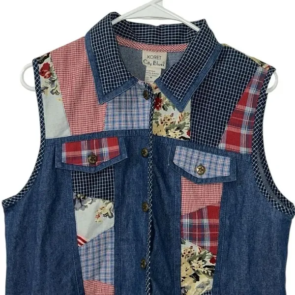 Koret City Blues Vintage Patchwork Vest(Size Medium)) Blue - Image 4