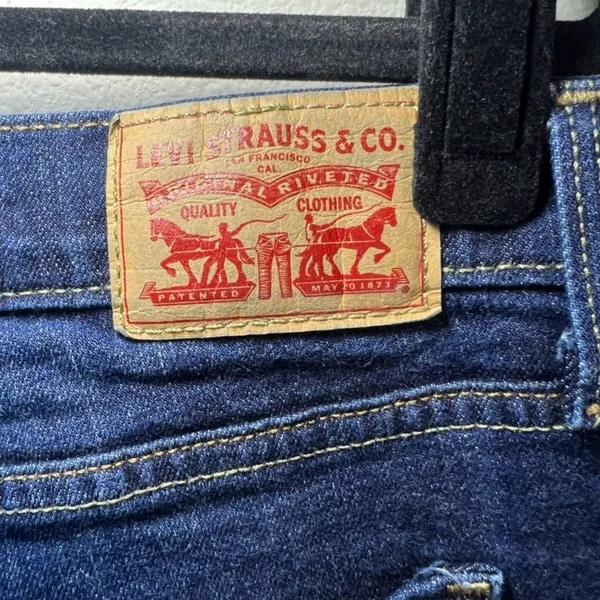 Levi's 515 Bootcut Jeans Dark Blue Denim Wash Mid Rise Zip Stretch Classic Sz 14 - Image 11