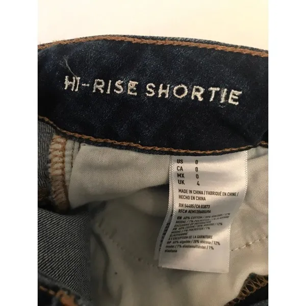 American Eagle dark wash Denim hi-rise stretch jean shorts size‎ 0 y2k - Image 5