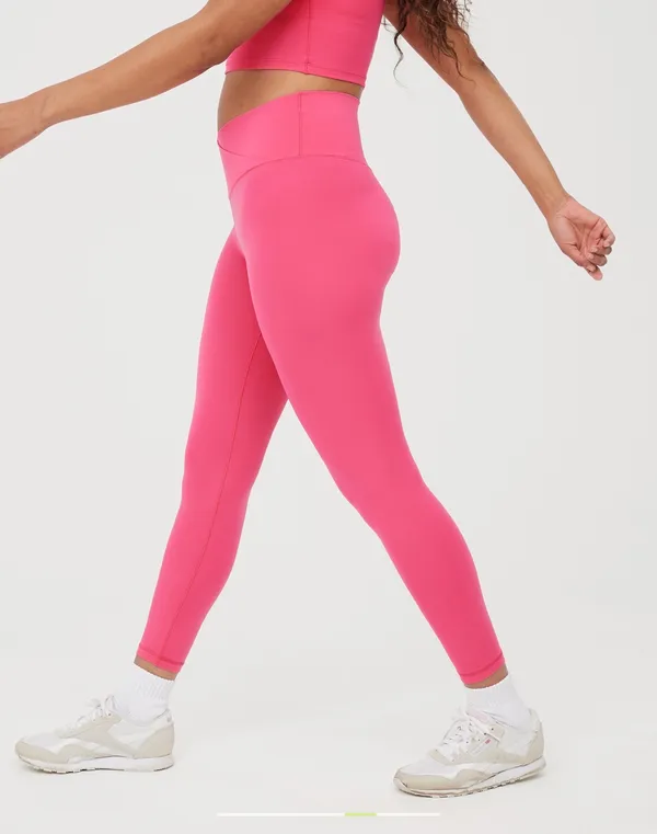 OFFLINE By Aerie Solar Pink Real Me High Waisted Crossover Legging Size XS Short - Image 7