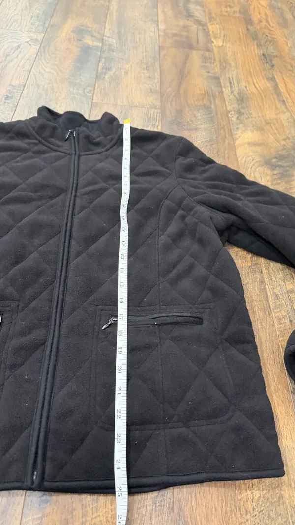 Charter Club Women’s Fleece Quilted Jacket, Size Large, Black Full Zip - Image 3