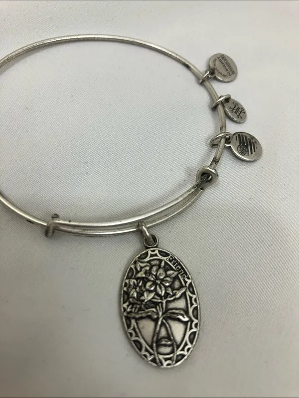 Alex and Ani Silver-Tone “Friend” Charm Bangle Bracelet - Image 2