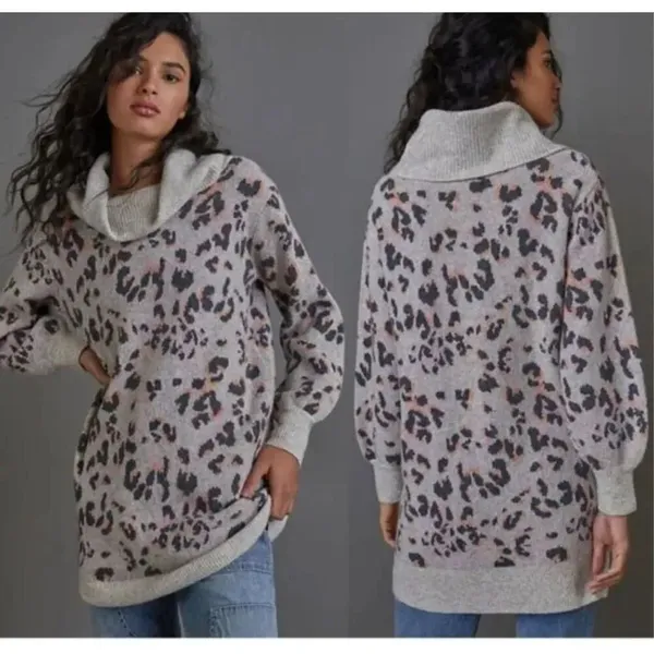 Anthropologie Emmy leopard spot cowl pullover thick sweater - Image 2