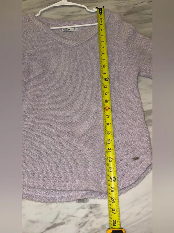 Hollister Lilac Purple Fuzzy V Neck Sweater Small Long Sleeve Balloon Cuffs - Image 6