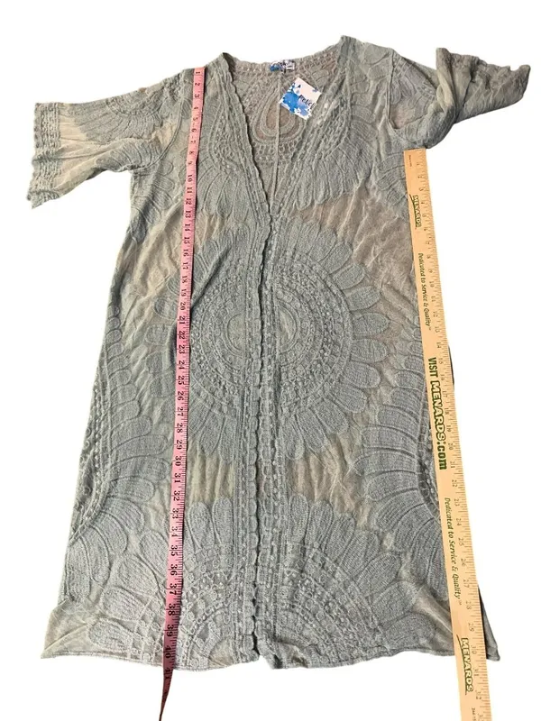 Rebellion Again Lace Duster Cardigan Womens Medium Light Teal New - Image 10